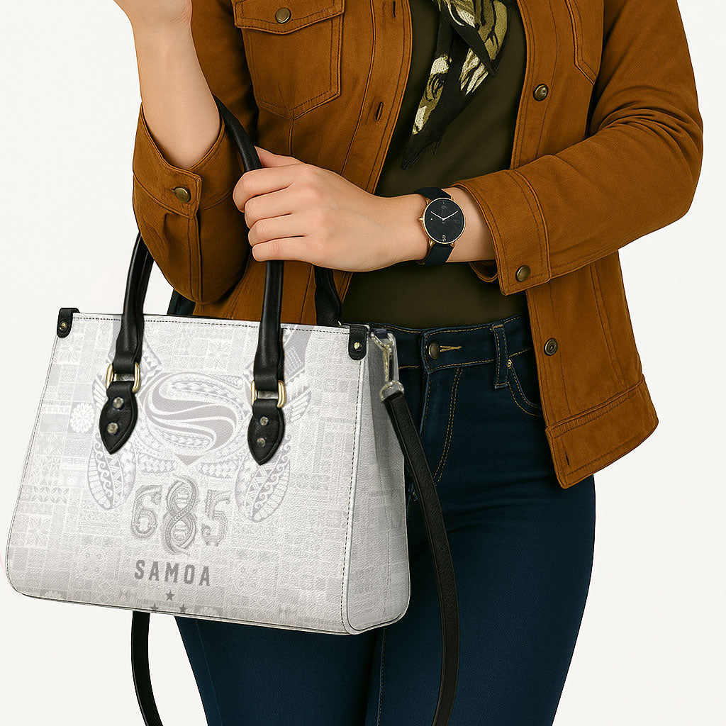 Super Samoa 685 Tribal Tattoo Leather Bag Siapo Pattern All-White Edition