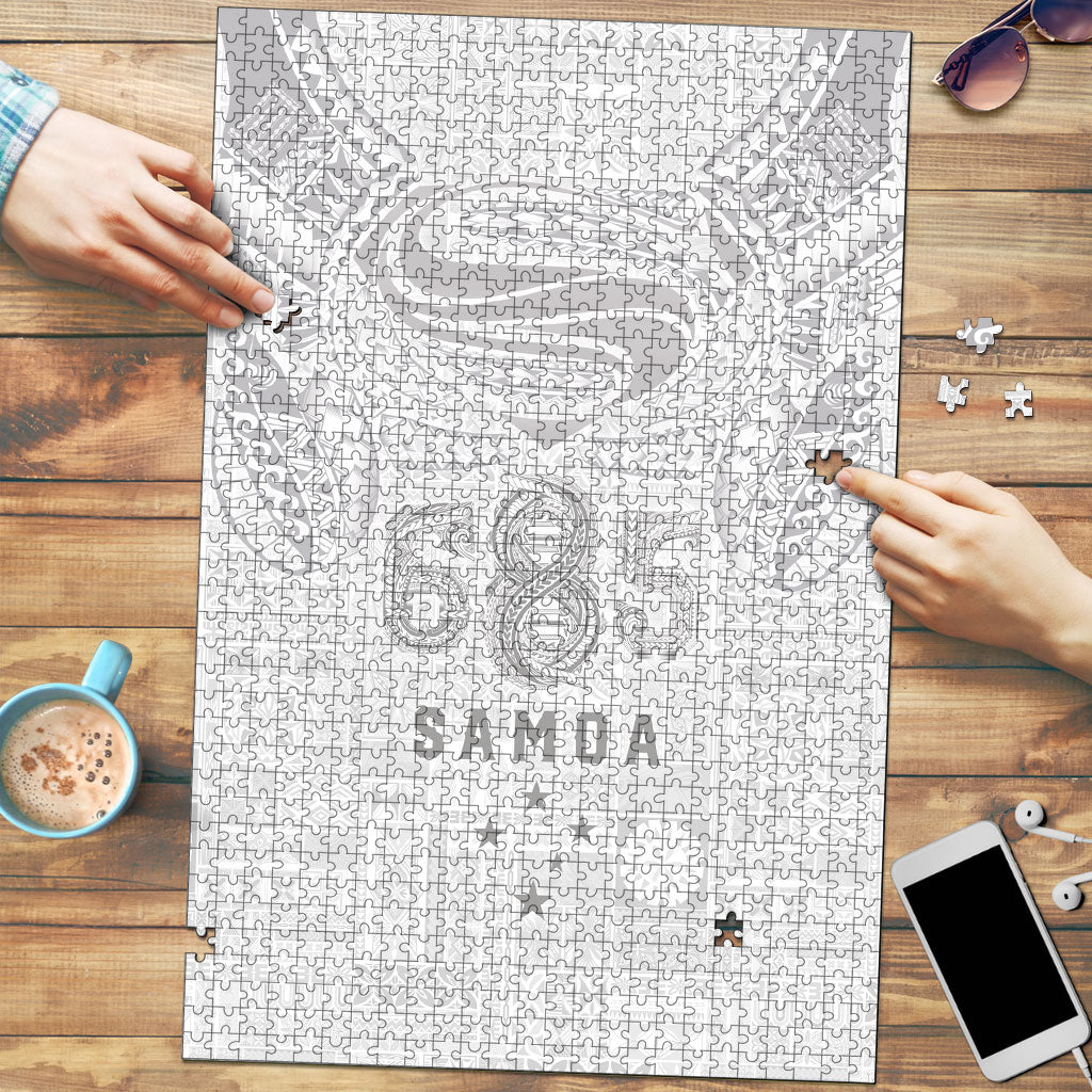 Super Samoa 685 Tribal Tattoo Puzzle Siapo Pattern All-White Edition
