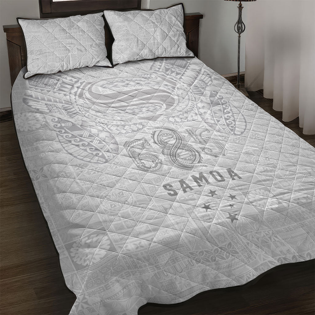 Super Samoa 685 Tribal Tattoo Quilt Bed Set Siapo Pattern All-White Edition