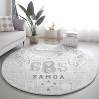 Super Samoa 685 Tribal Tattoo Round Carpet Siapo Pattern All-White Edition LT03 - Polynesian Pride