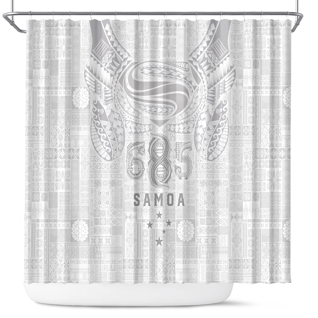 Super Samoa 685 Tribal Tattoo Shower Curtain Siapo Pattern All-White Edition