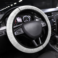 Super Samoa 685 Tribal Tattoo Steering Wheel Cover Siapo Pattern All-White Edition LT03 Universal Fit White - Polynesian Pride