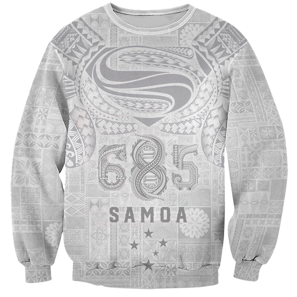 Super Samoa 685 Tribal Tattoo Sweatshirt Siapo Pattern All-White Edition