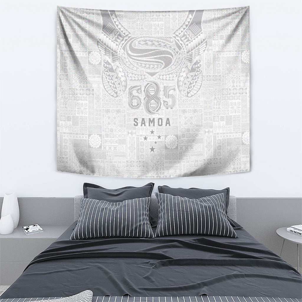 Super Samoa 685 Tribal Tattoo Tapestry Siapo Pattern All-White Edition
