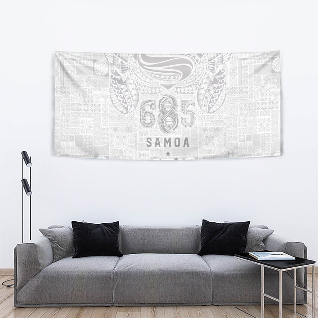Super Samoa 685 Tribal Tattoo Tapestry Siapo Pattern All-White Edition