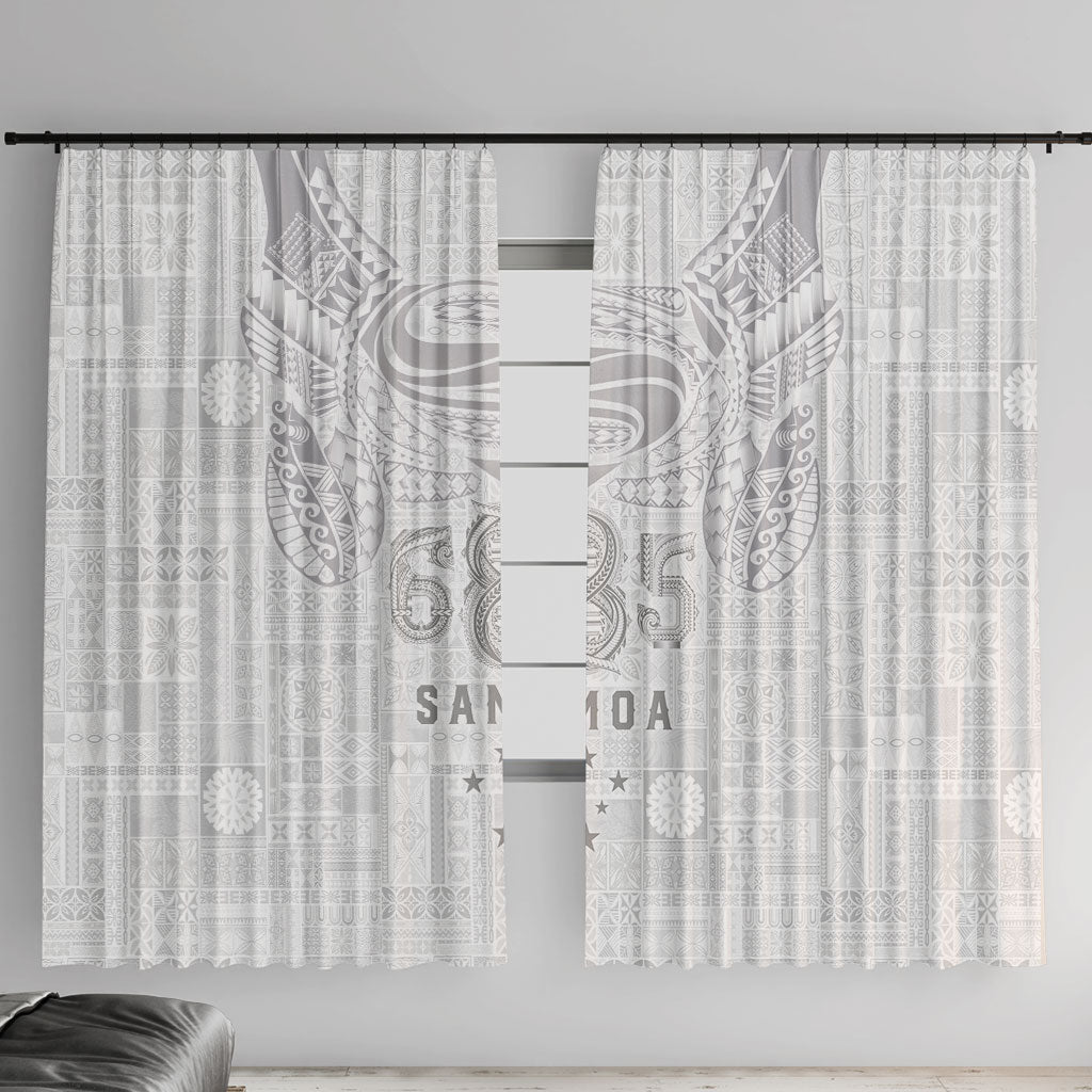 Super Samoa 685 Tribal Tattoo Window Curtain Siapo Pattern All-White Edition