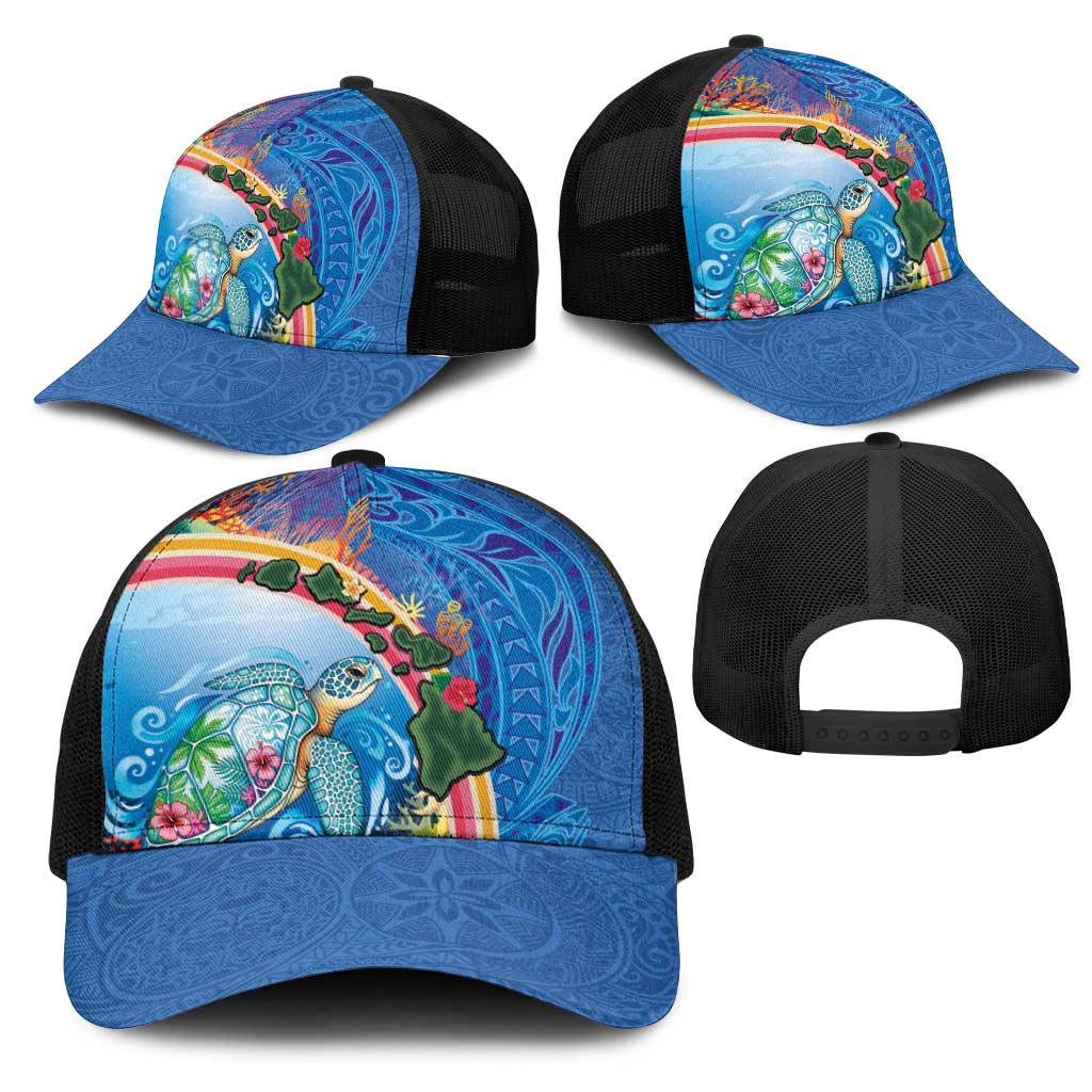 Hawaiian Connecting with the Ocean Mesh Trucker Cap Polynesian Pattern LT03 - Polynesian Pride