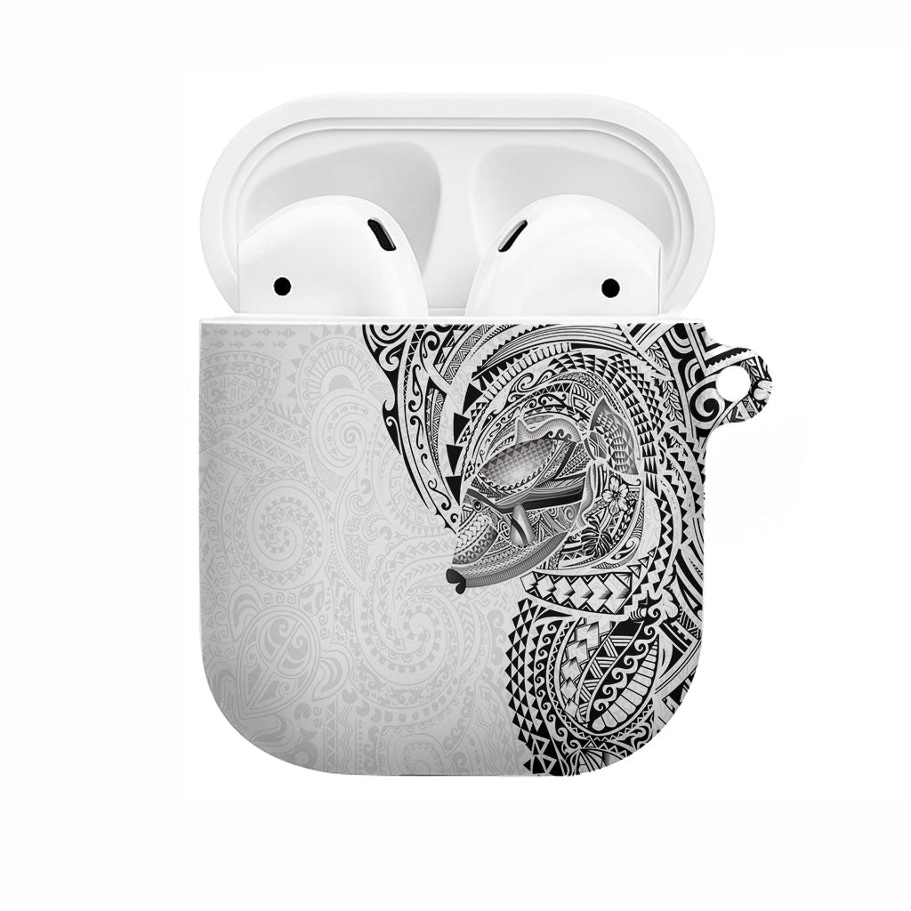 Hawaiian Humuhumu Tribal Tattoo AirPods Case Polynesian Kakau White Color