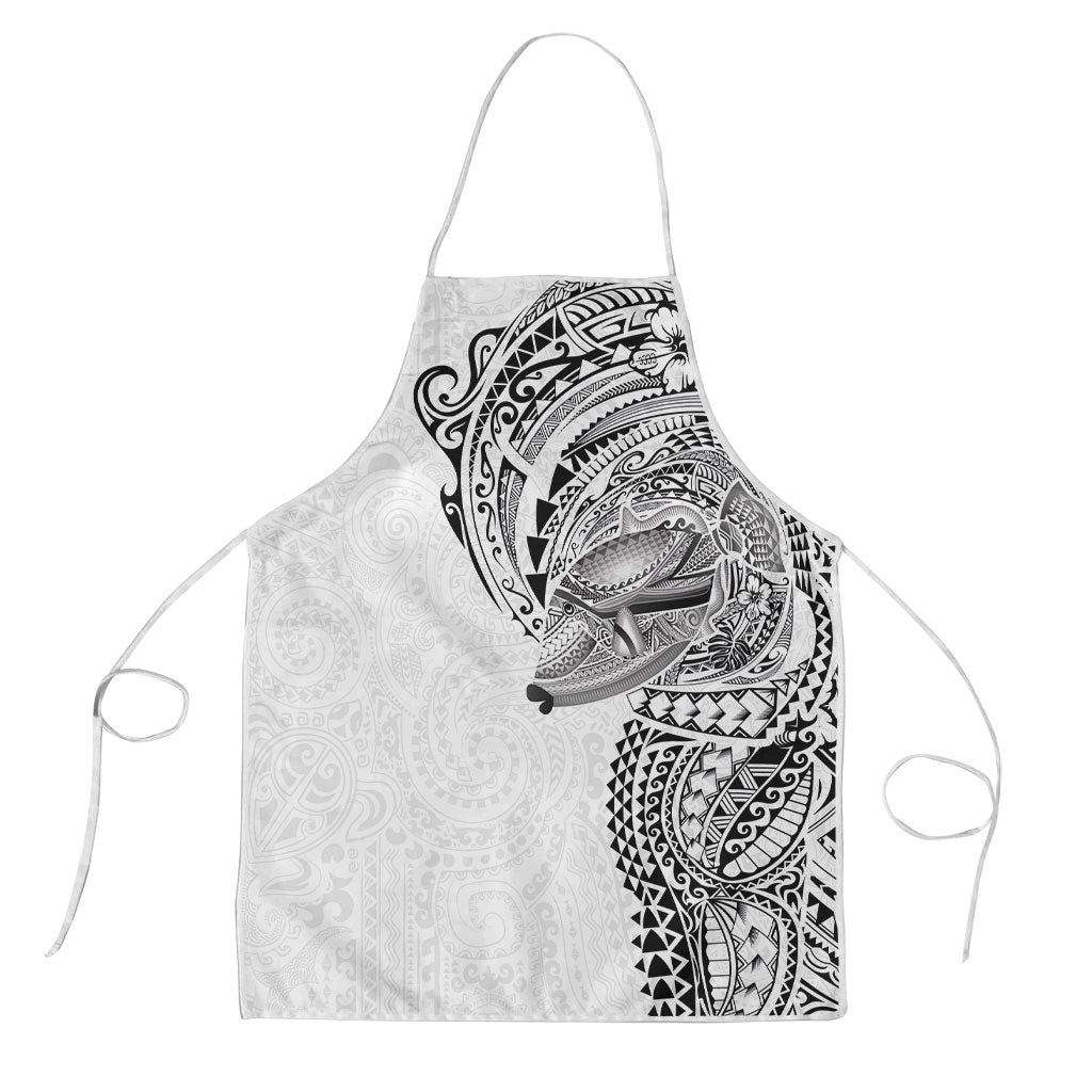 Hawaiian Humuhumu Tribal Tattoo Apron Polynesian Kakau White Color LT03 White - Polynesian Pride