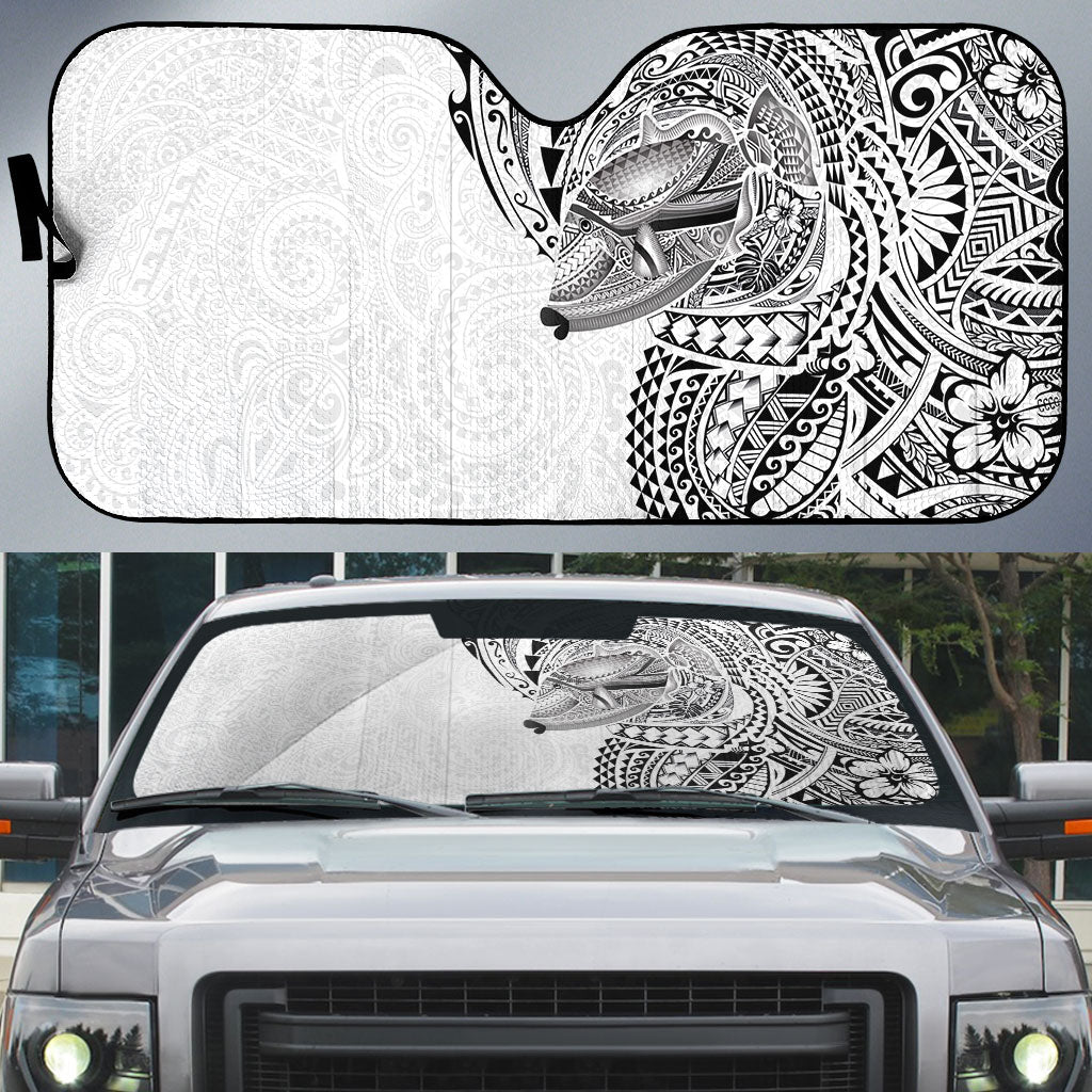 Hawaiian Humuhumu Tribal Tattoo Auto Sun Shade Polynesian Kakau White Color LT03 White - Polynesian Pride
