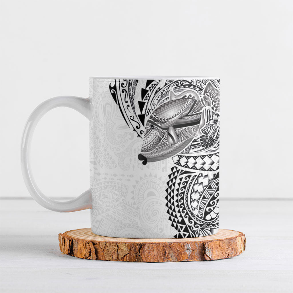 Hawaiian Humuhumu Tribal Tattoo Ceramic Mug Polynesian Kakau White Color LT03 White - Polynesian Pride