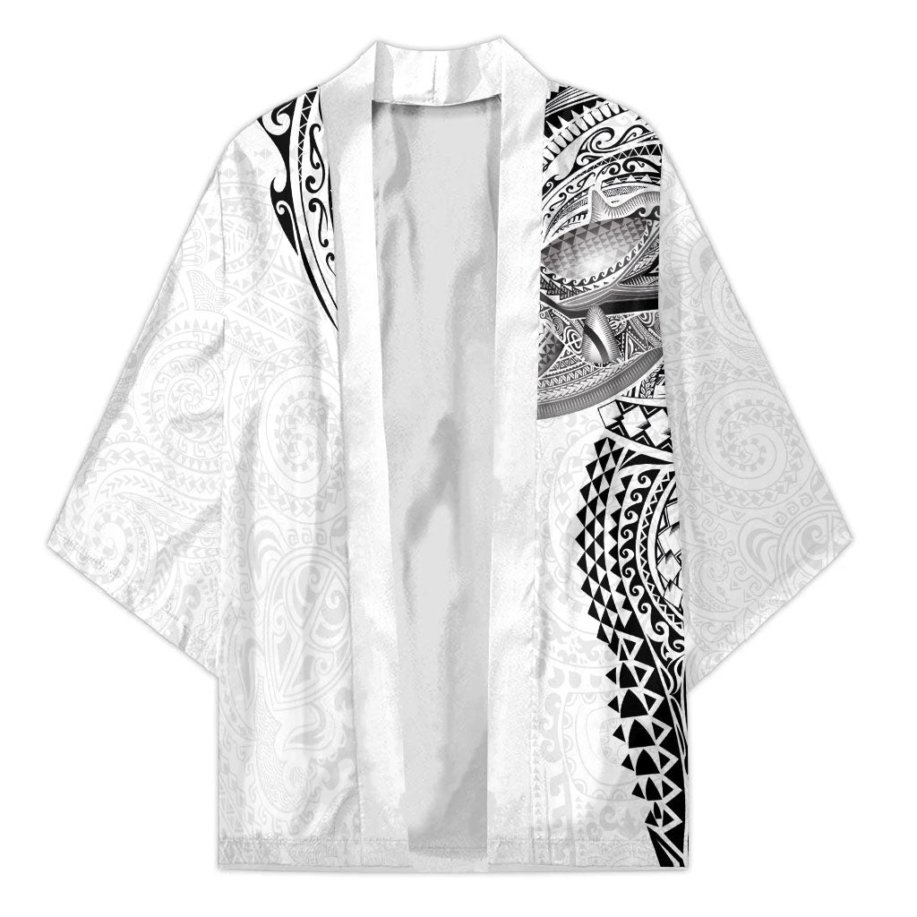 Hawaiian Humuhumu Tribal Tattoo Kimono Polynesian Kakau White Color LT03 Unisex White - Polynesian Pride