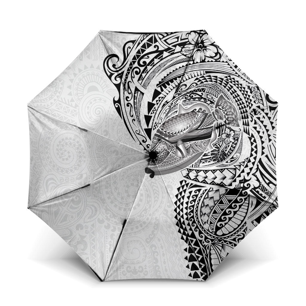Hawaiian Humuhumu Tribal Tattoo Umbrella Polynesian Kakau White Color LT03 One Size Folded 11.42 inch Opened Diameter 37.4 inch White - Polynesian Pride