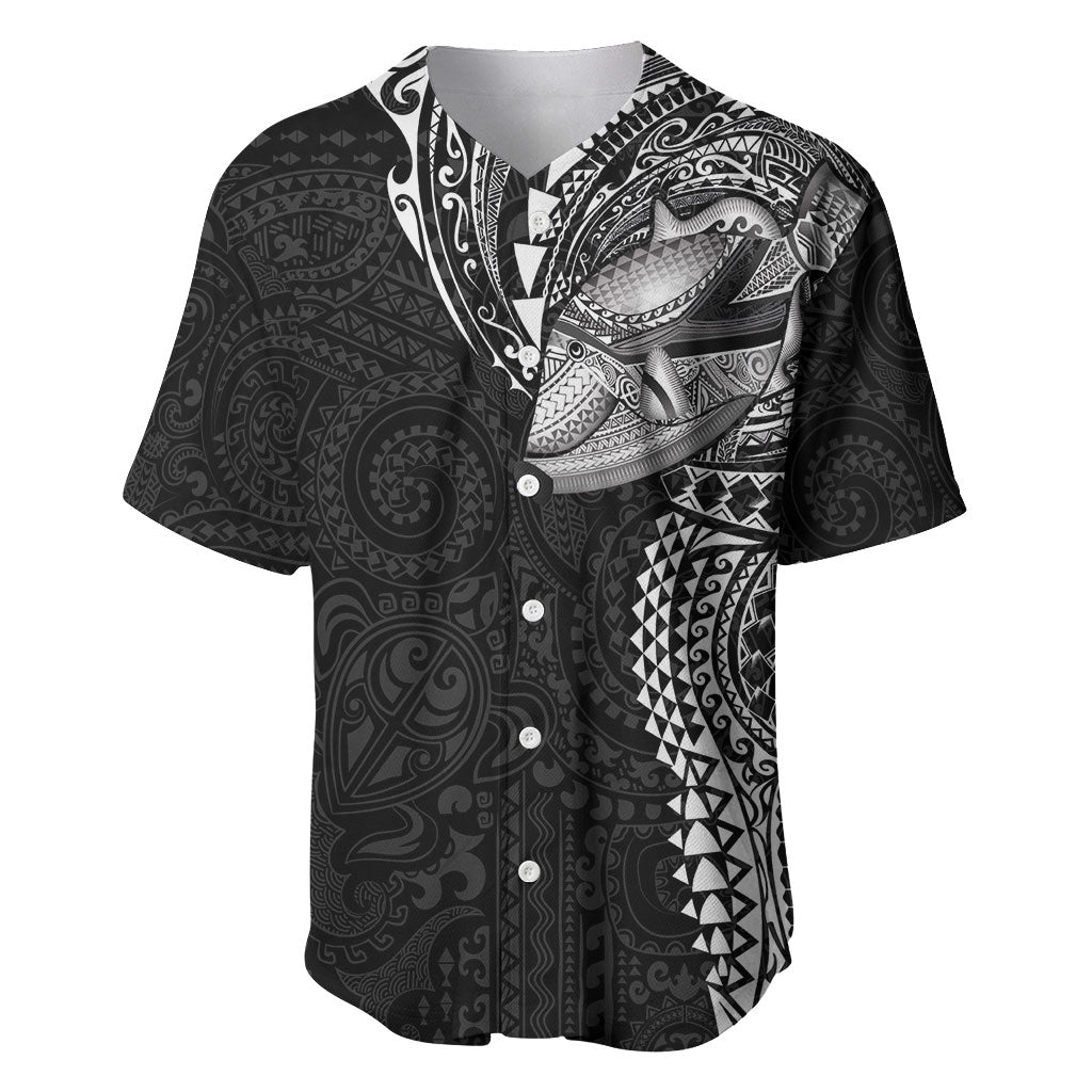 Hawaiian Humuhumu Tribal Tattoo Baseball Jersey Polynesian Kakau Black Color LT03 Black - Polynesian Pride