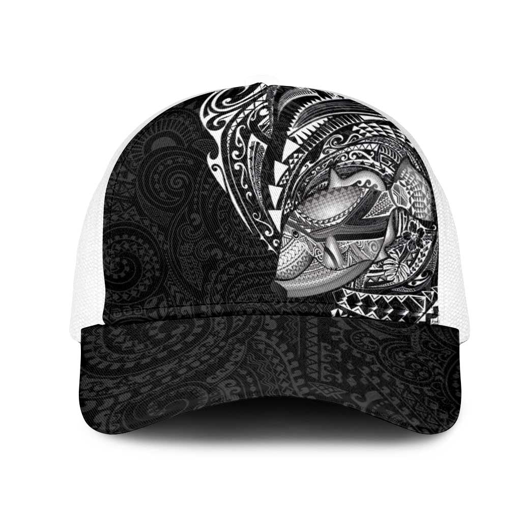 Hawaiian Humuhumu Tribal Tattoo Mesh Trucker Cap Polynesian Kakau Black Color LT03 One Size White Black - Polynesian Pride