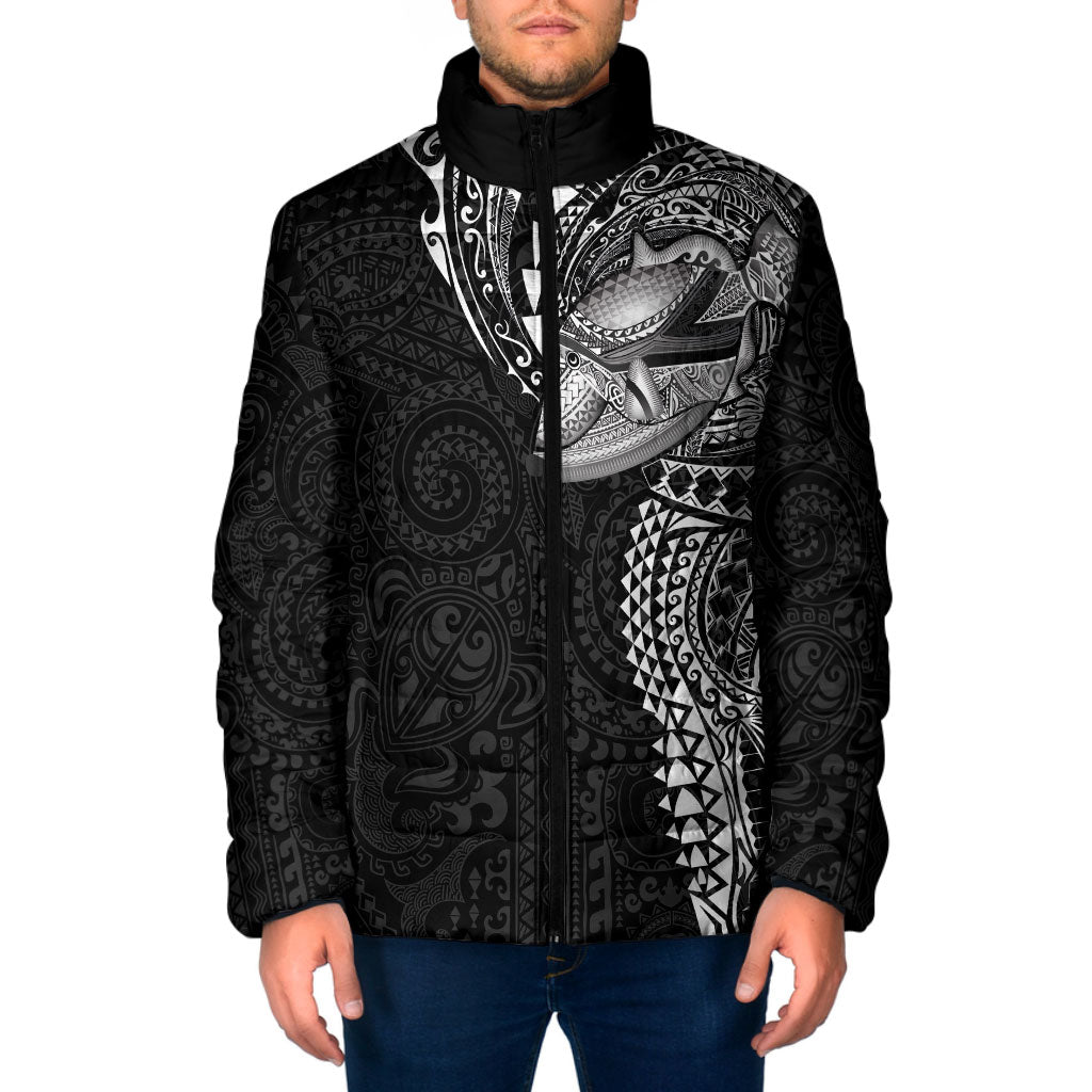 Hawaiian Humuhumu Tribal Tattoo Padded Jacket Polynesian Kakau Black Color LT03 Men Black - Polynesian Pride