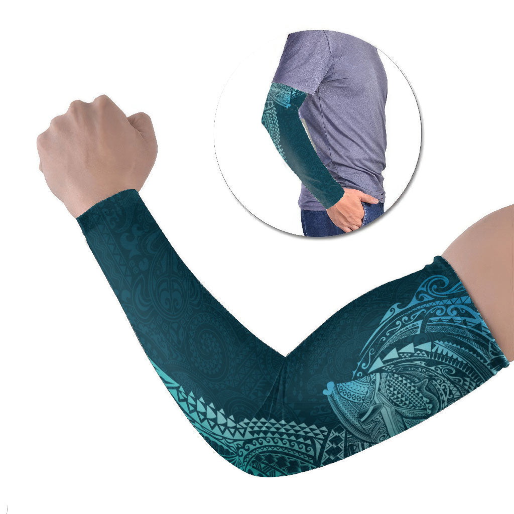 Hawaiian Humuhumu Tribal Tattoo Arm Sleeves Polynesian Kakau Ocean Color LT03 Set of 2 Blue - Polynesian Pride