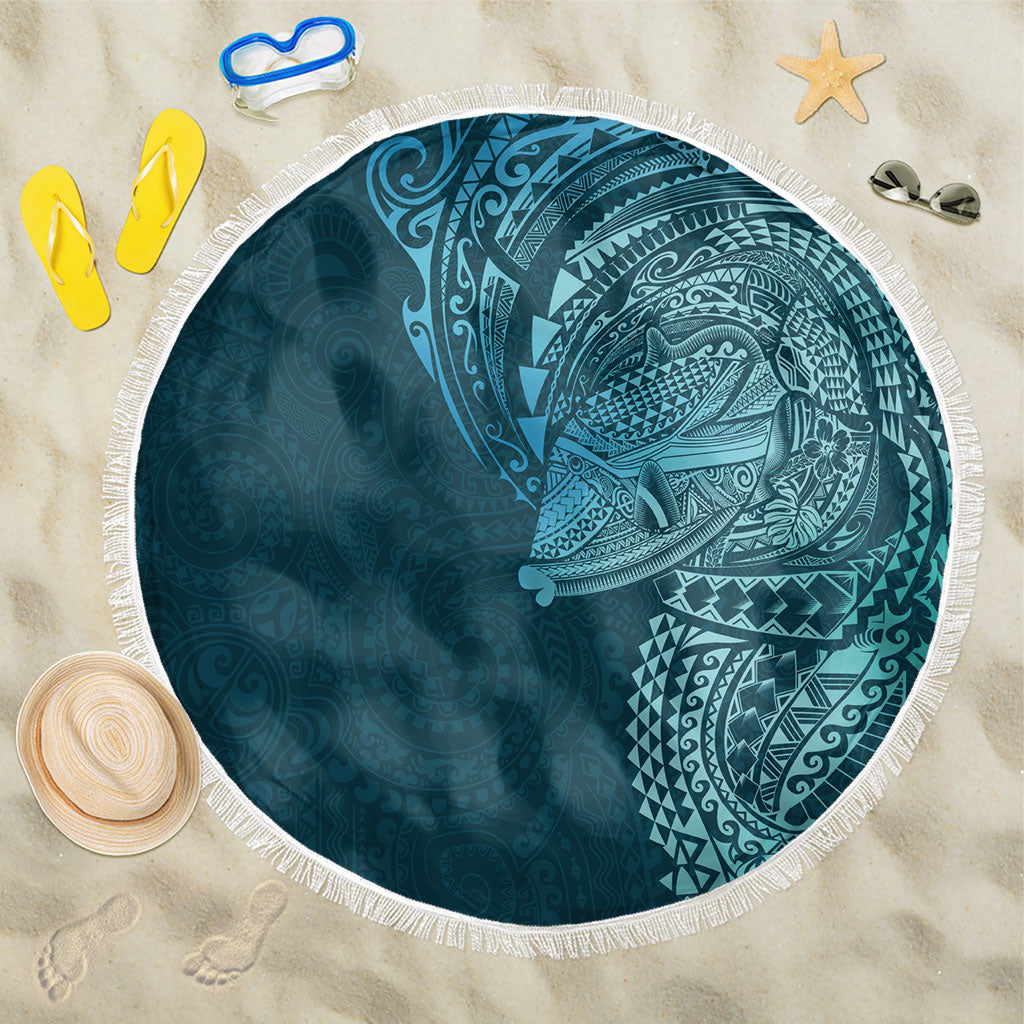 Hawaiian Humuhumu Tribal Tattoo Beach Blanket Polynesian Kakau Ocean Color