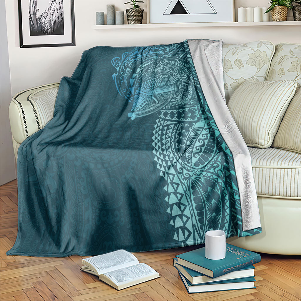 Hawaiian Humuhumu Tribal Tattoo Blanket Polynesian Kakau Ocean Color LT03 Blue - Polynesian Pride