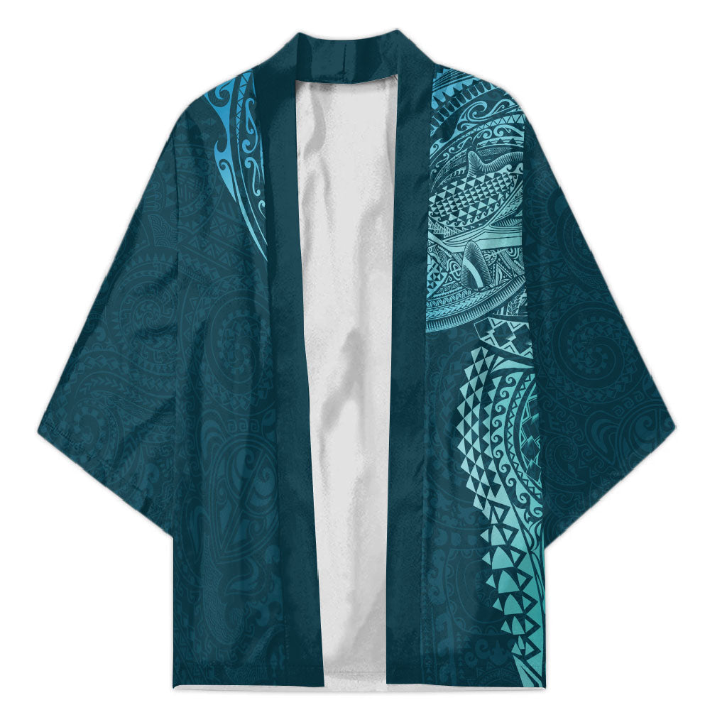 Hawaiian Humuhumu Tribal Tattoo Kimono Polynesian Kakau Ocean Color LT03 Unisex Blue - Polynesian Pride