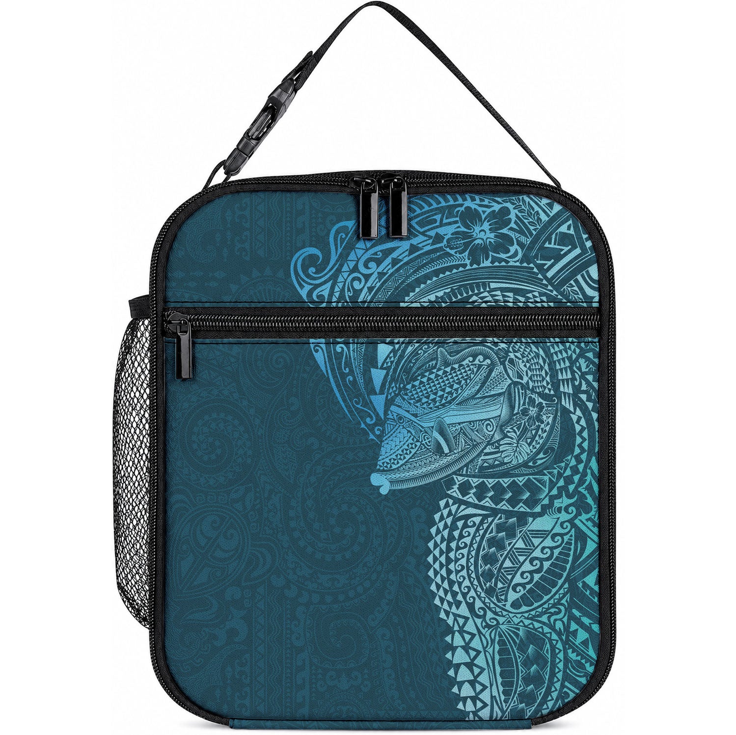 Hawaiian Humuhumu Tribal Tattoo Lunch Bag Polynesian Kakau Ocean Color LT03 10.2 × 8.3 × 4.3 inch Blue - Polynesian Pride