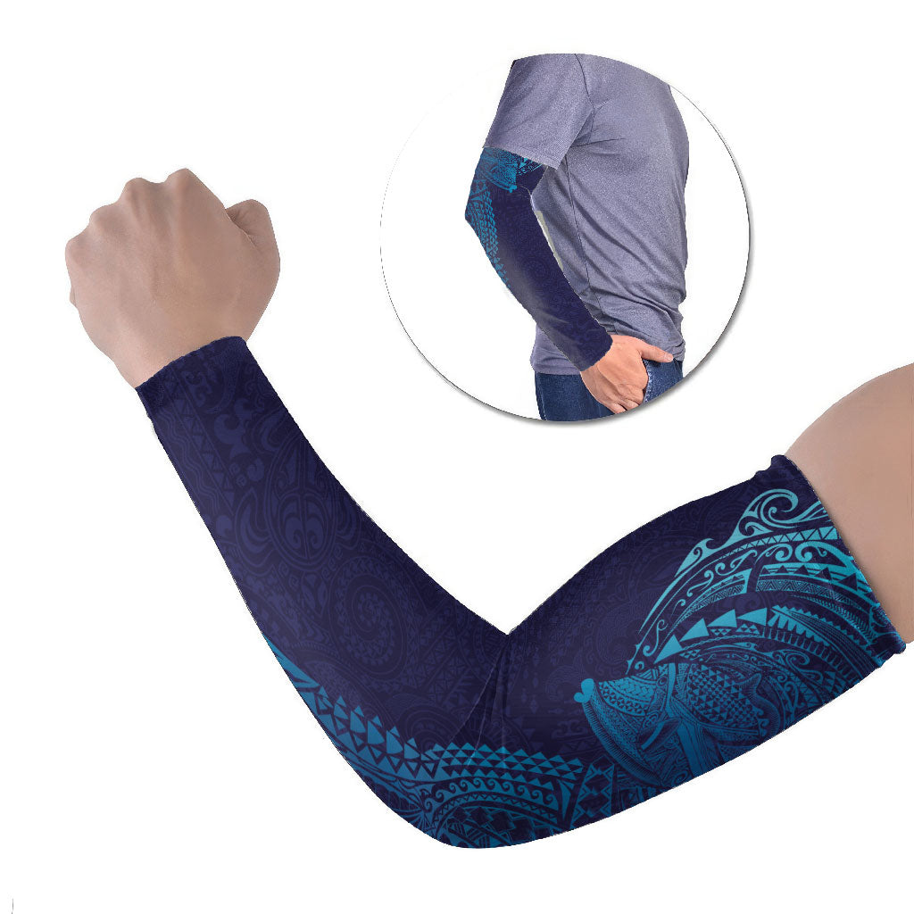 Hawaiian Humuhumu Tribal Tattoo Arm Sleeves Polynesian Kakau Turquoise Color LT03 Set of 2 Turquoise - Polynesian Pride