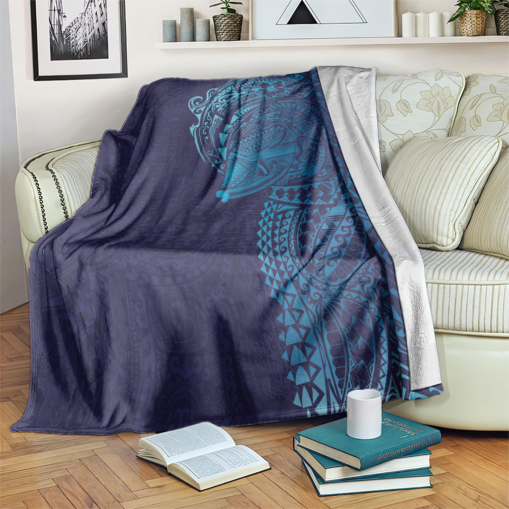 Hawaiian Humuhumu Tribal Tattoo Blanket Polynesian Kakau Turquoise Color LT03 Turquoise - Polynesian Pride