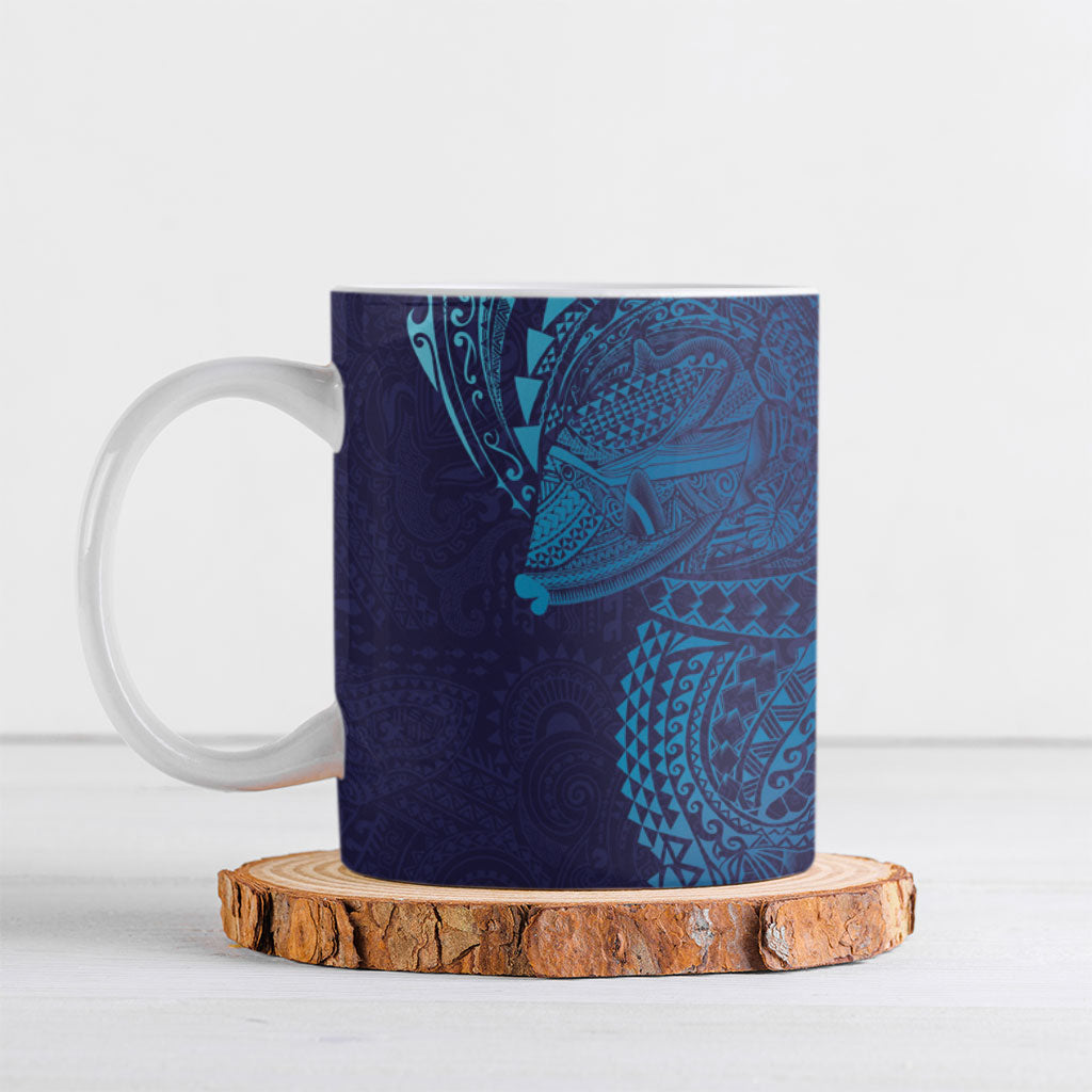 Hawaiian Humuhumu Tribal Tattoo Ceramic Mug Polynesian Kakau Turquoise Color LT03 Turquoise - Polynesian Pride