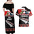 New Zealand Meri Kirihimete Couples Matching Off Shoulder Maxi Dress and Hawaiian Shirt Christmas Tui Bird and Kea Bird - Haka Santa with Maori Koru Art Pattern