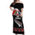 New Zealand Meri Kirihimete Off Shoulder Maxi Dress Christmas Tui Bird and Kea Bird - Haka Santa with Maori Koru Art Pattern