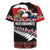 New Zealand Meri Kirihimete Rugby Jersey Christmas Tui Bird and Kea Bird - Haka Santa with Maori Koru Art Pattern