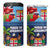 Fiji Marau na Kerisimasi 4 in 1 Can Cooler Tumbler Christmas Collared Lory - Fiji Emblems and Xmas Palm Tree Tapa Art Pattern