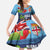 Fiji Marau na Kerisimasi Family Matching Mermaid Dress and Hawaiian Shirt Christmas Collared Lory - Fiji Emblems and Xmas Palm Tree Tapa Art Pattern