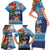 Fiji Marau na Kerisimasi Family Matching Short Sleeve Bodycon Dress and Hawaiian Shirt Christmas Collared Lory - Fiji Emblems and Xmas Palm Tree Tapa Art Pattern