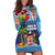 Fiji Marau na Kerisimasi Hoodie Dress Christmas Collared Lory - Fiji Emblems and Xmas Palm Tree Tapa Art Pattern