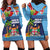 Fiji Marau na Kerisimasi Hoodie Dress Christmas Collared Lory - Fiji Emblems and Xmas Palm Tree Tapa Art Pattern