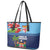 Fiji Marau na Kerisimasi Leather Tote Bag Christmas Collared Lory - Fiji Emblems and Xmas Palm Tree Tapa Art Pattern