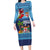 Fiji Marau na Kerisimasi Long Sleeve Bodycon Dress Christmas Collared Lory - Fiji Emblems and Xmas Palm Tree Tapa Art Pattern