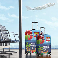Fiji Marau na Kerisimasi Luggage Cover Christmas Collared Lory - Fiji Emblems and Xmas Palm Tree Tapa Art Pattern