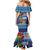 Fiji Marau na Kerisimasi Mermaid Dress Christmas Collared Lory - Fiji Emblems and Xmas Palm Tree Tapa Art Pattern