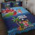 Fiji Marau na Kerisimasi Quilt Bed Set Christmas Collared Lory - Fiji Emblems and Xmas Palm Tree Tapa Art Pattern