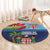 Fiji Marau na Kerisimasi Round Carpet Christmas Collared Lory - Fiji Emblems and Xmas Palm Tree Tapa Art Pattern