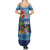 Fiji Marau na Kerisimasi Summer Maxi Dress Christmas Collared Lory - Fiji Emblems and Xmas Palm Tree Tapa Art Pattern