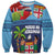 Fiji Marau na Kerisimasi Sweatshirt Christmas Collared Lory - Fiji Emblems and Xmas Palm Tree Tapa Art Pattern