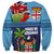 Fiji Marau na Kerisimasi Sweatshirt Christmas Collared Lory - Fiji Emblems and Xmas Palm Tree Tapa Art Pattern