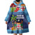 Fiji Marau na Kerisimasi Wearable Blanket Hoodie Christmas Collared Lory - Fiji Emblems and Xmas Palm Tree Tapa Art Pattern