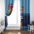 Fiji Marau na Kerisimasi Window Curtain Christmas Collared Lory - Fiji Emblems and Xmas Palm Tree Tapa Art Pattern