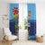 Fiji Marau na Kerisimasi Window Curtain Christmas Collared Lory - Fiji Emblems and Xmas Palm Tree Tapa Art Pattern