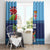 Fiji Marau na Kerisimasi Window Curtain Christmas Collared Lory - Fiji Emblems and Xmas Palm Tree Tapa Art Pattern