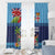 Fiji Marau na Kerisimasi Window Curtain Christmas Collared Lory - Fiji Emblems and Xmas Palm Tree Tapa Art Pattern